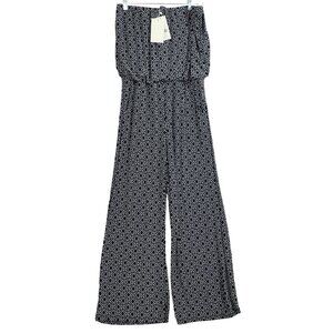 NWT 5th & Love Womens Black & White Print Sleeveless Jumpsuit L